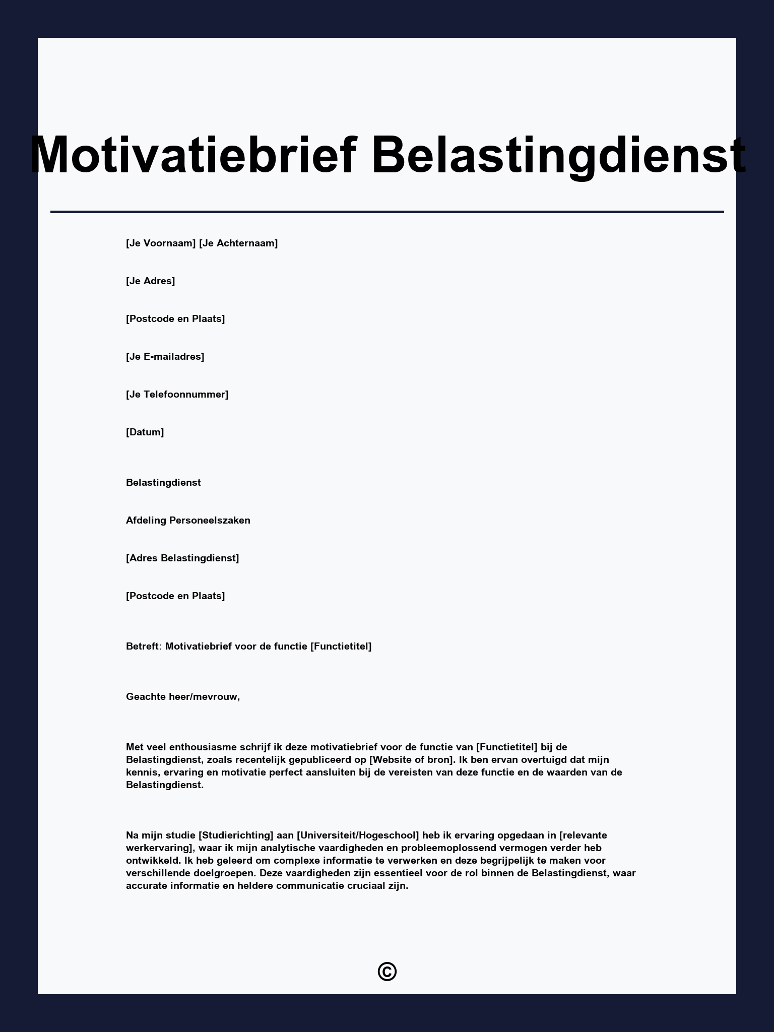 Motivatiebrief Belastingdienst
