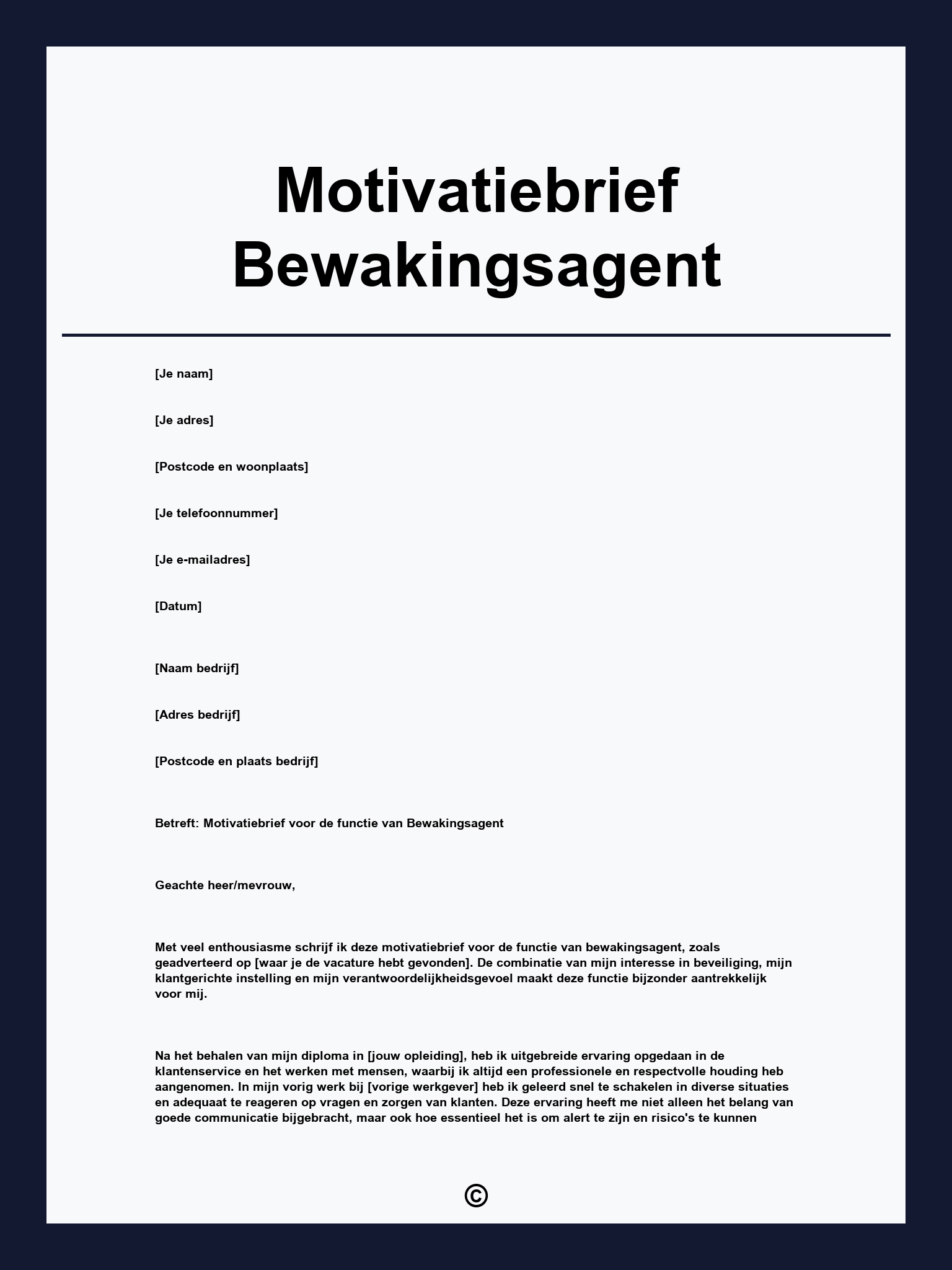 Motivatiebrief Bewakingsagent