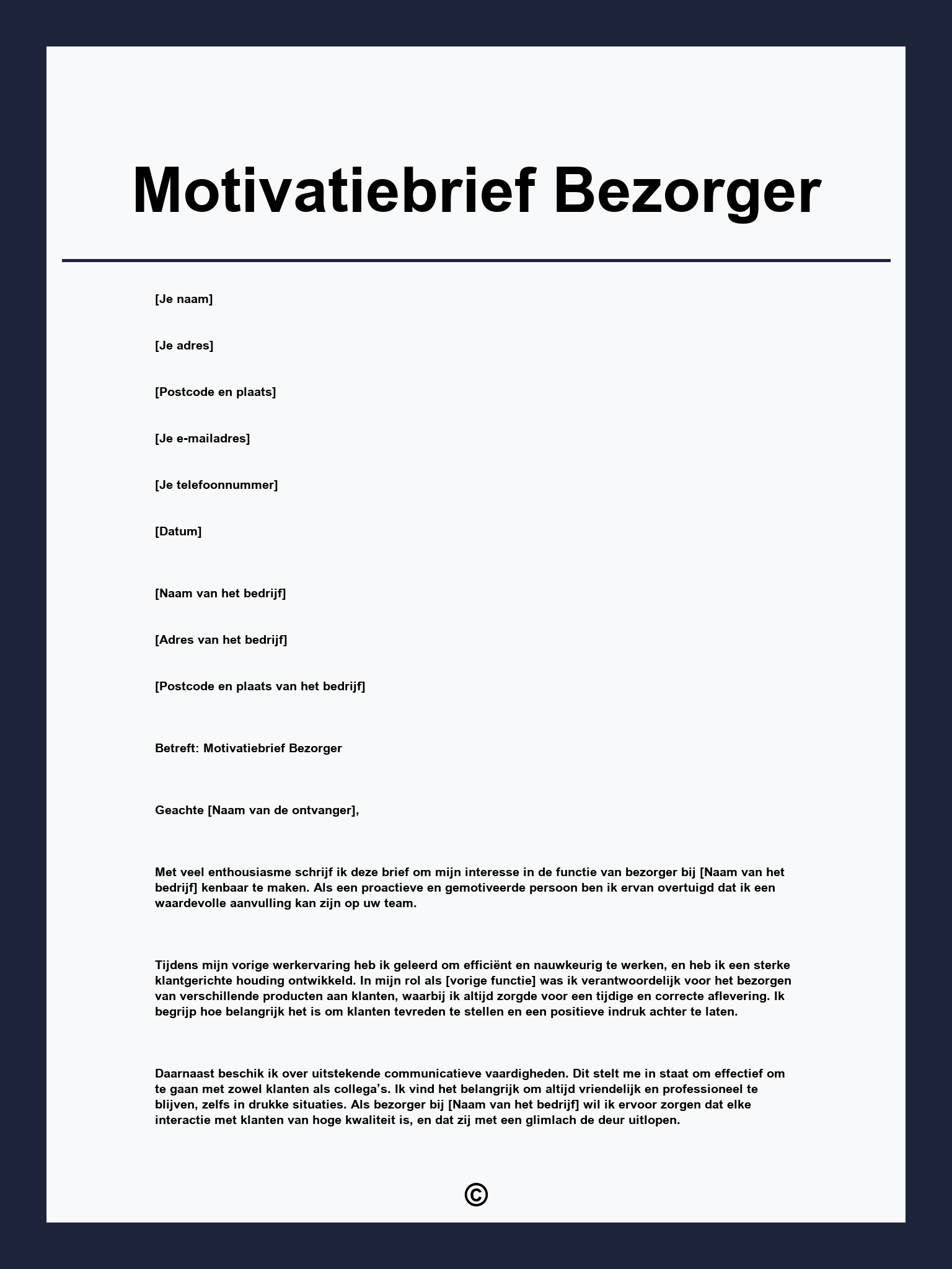 Motivatiebrief Bezorger