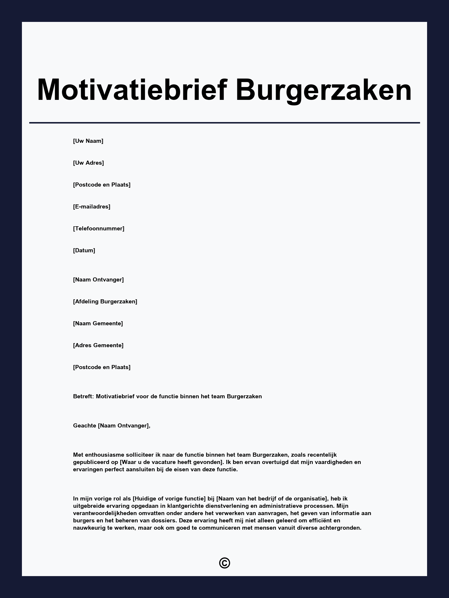 Motivatiebrief Burgerzaken