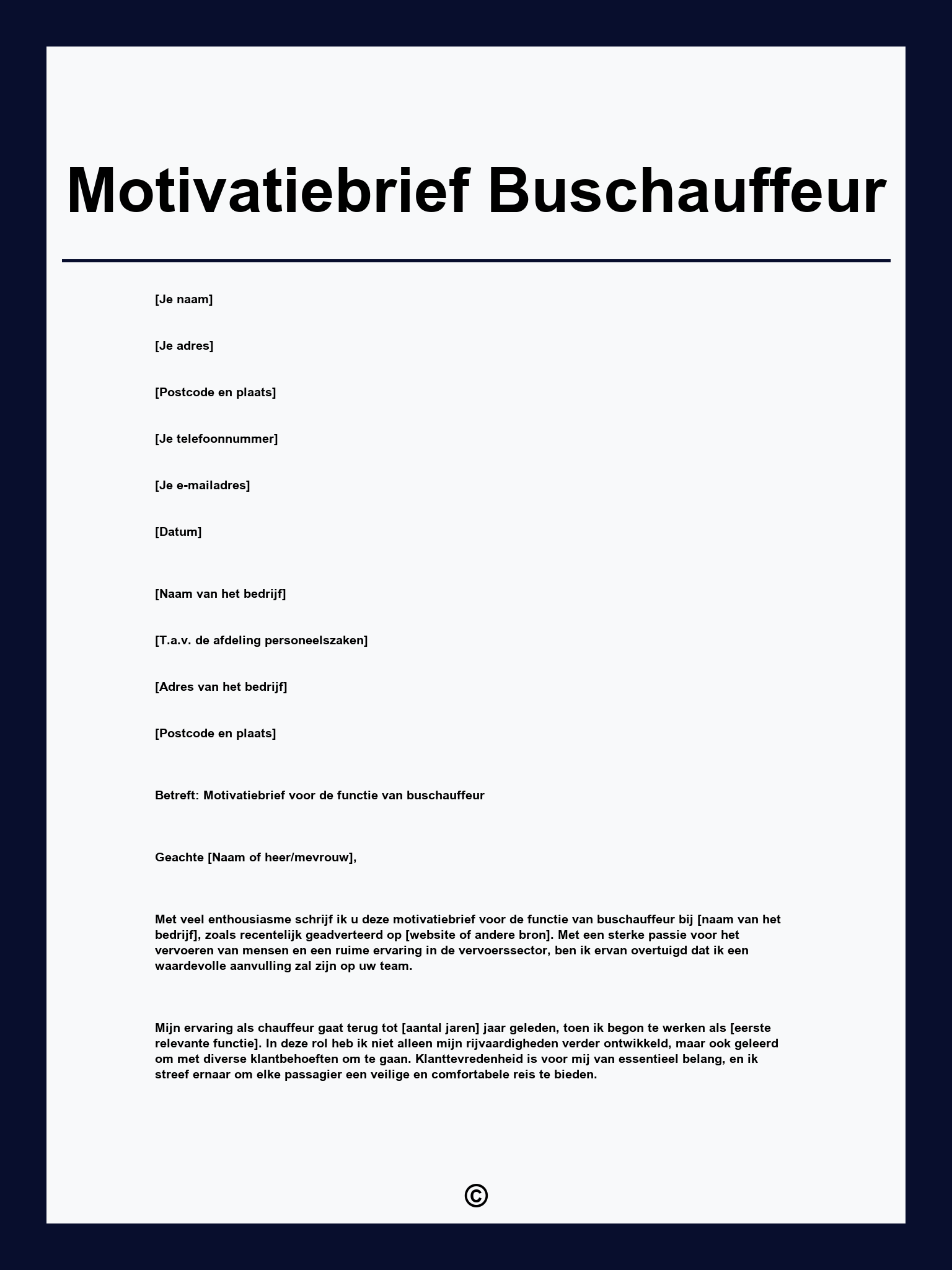Motivatiebrief Buschauffeur