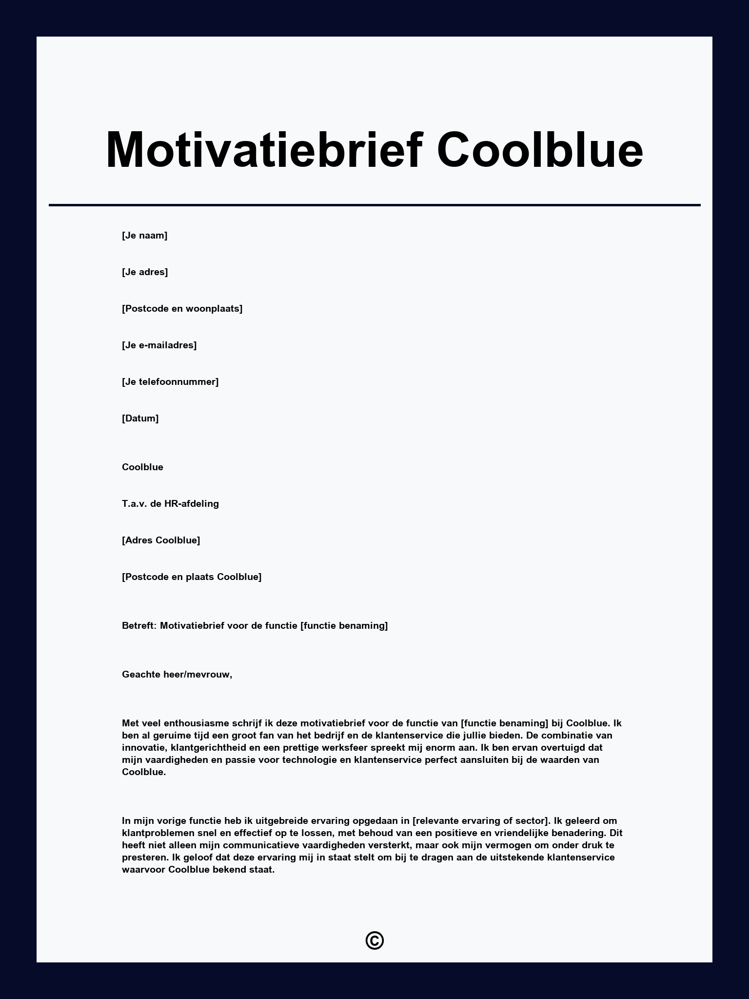 Motivatiebrief Coolblue