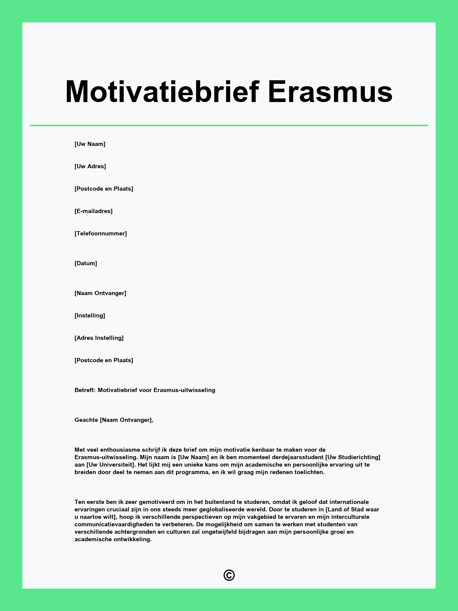 Motivatiebrief Erasmus