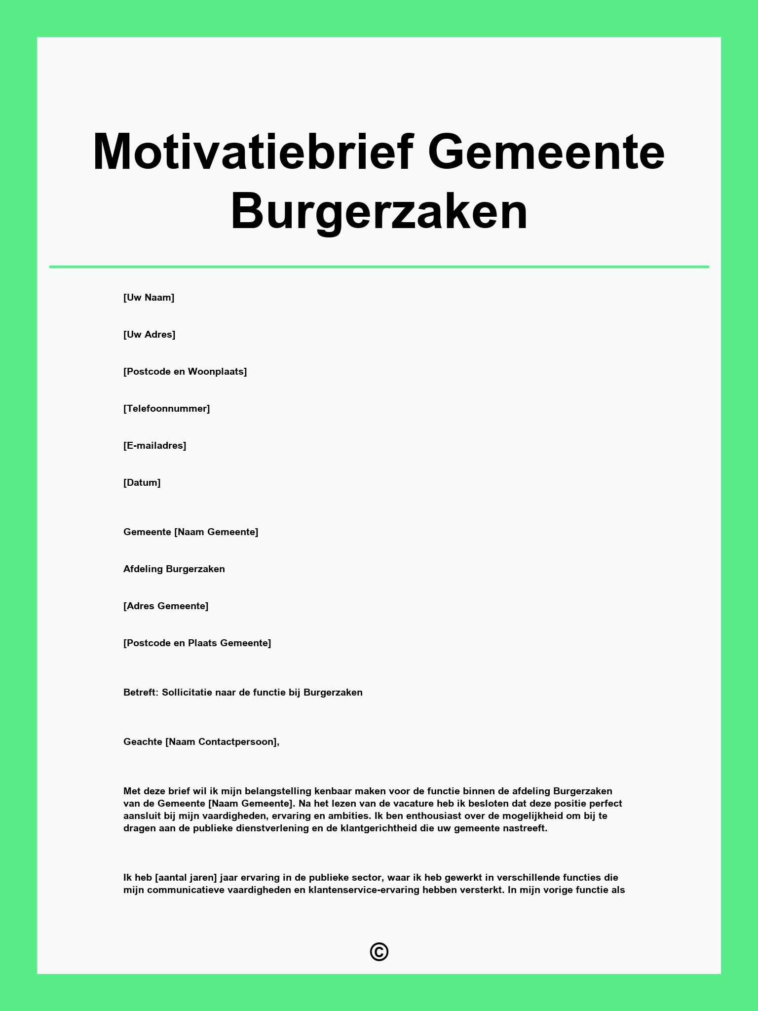 Motivatiebrief Gemeente Burgerzaken
