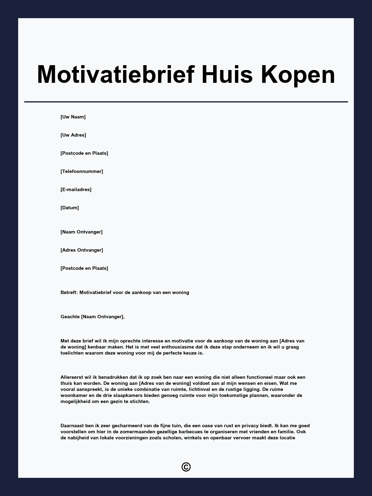 Motivatiebrief Huis Kopen