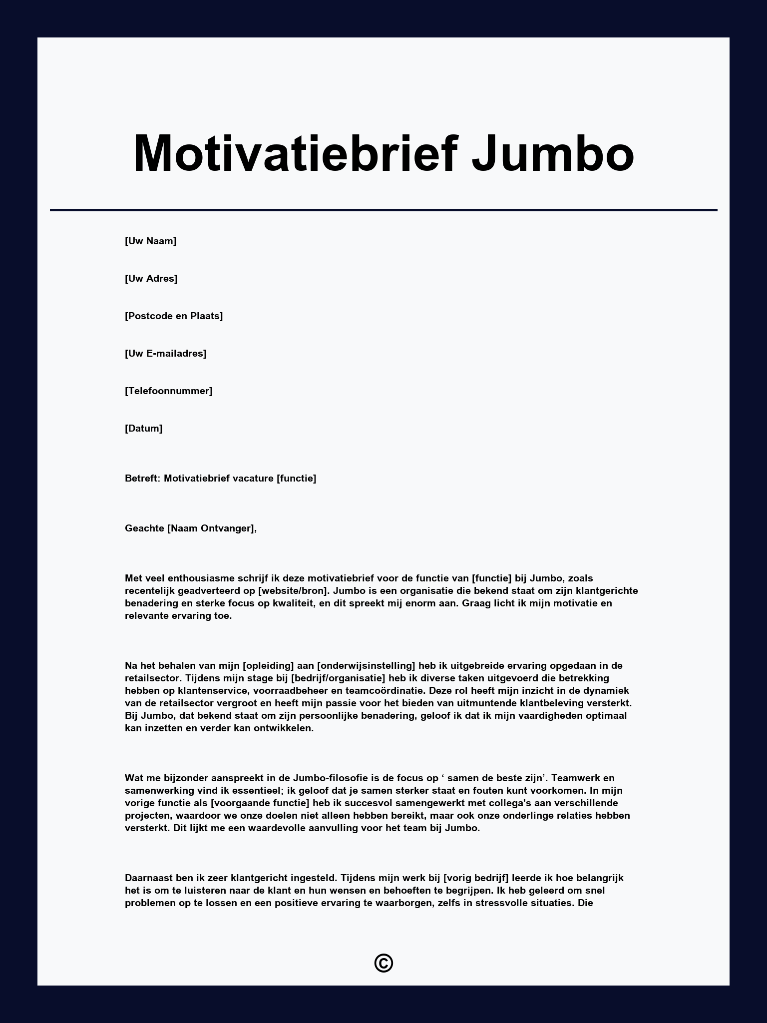 Motivatiebrief Jumbo