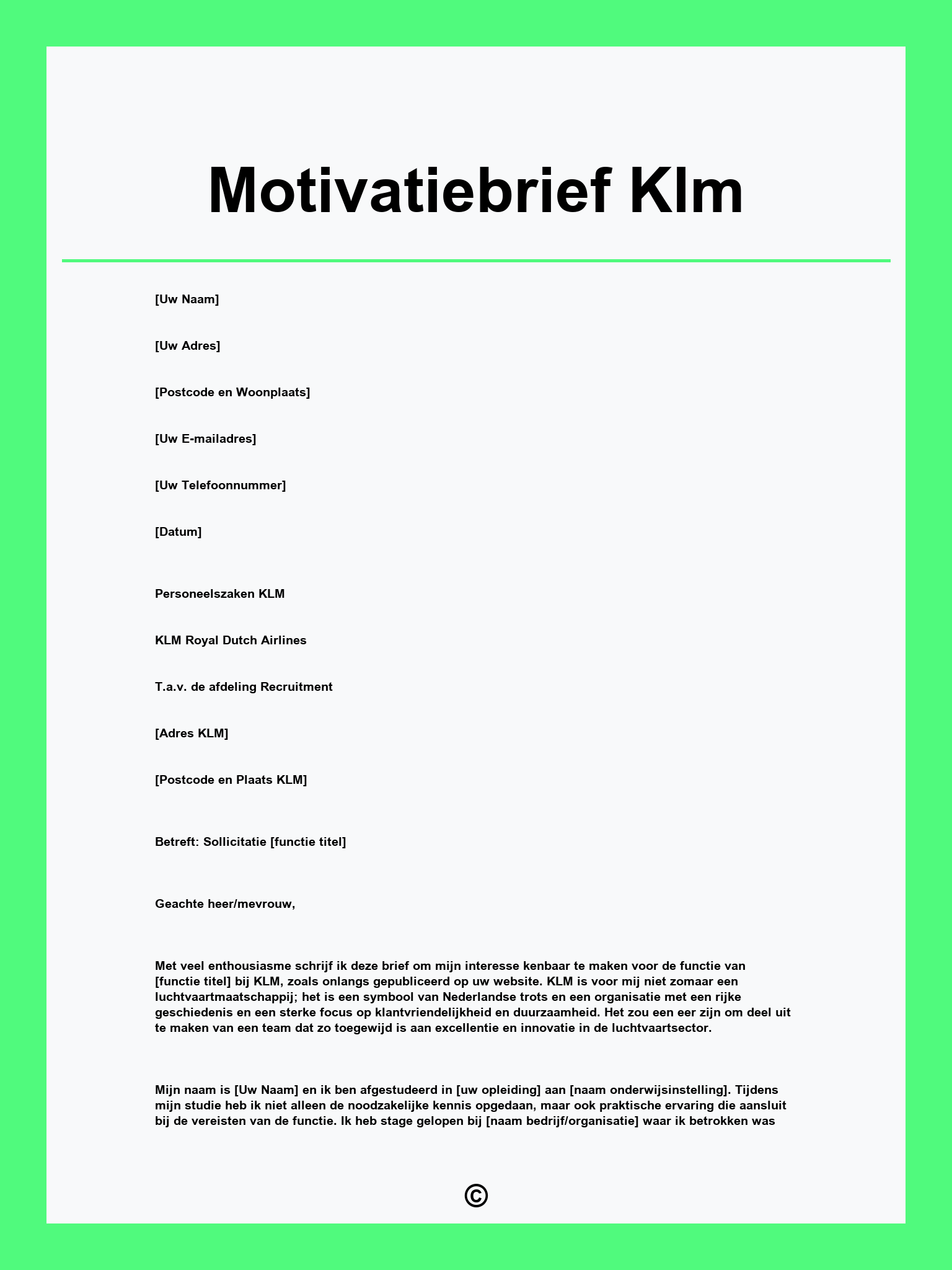 Motivatiebrief Klm