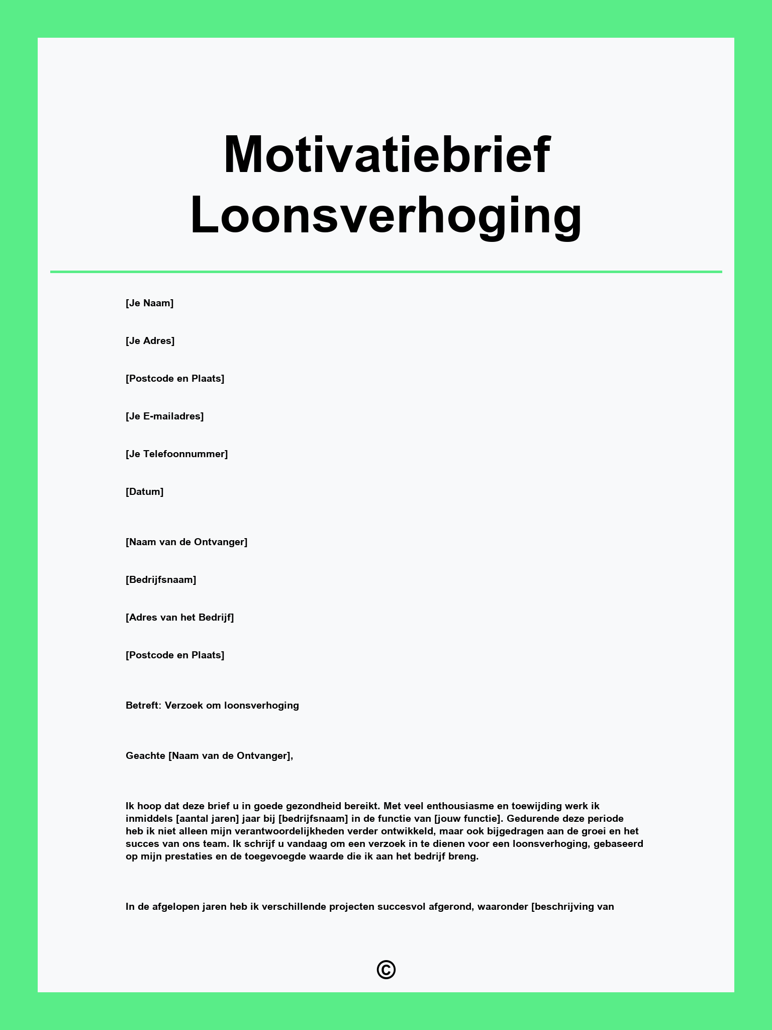 Motivatiebrief Loonsverhoging