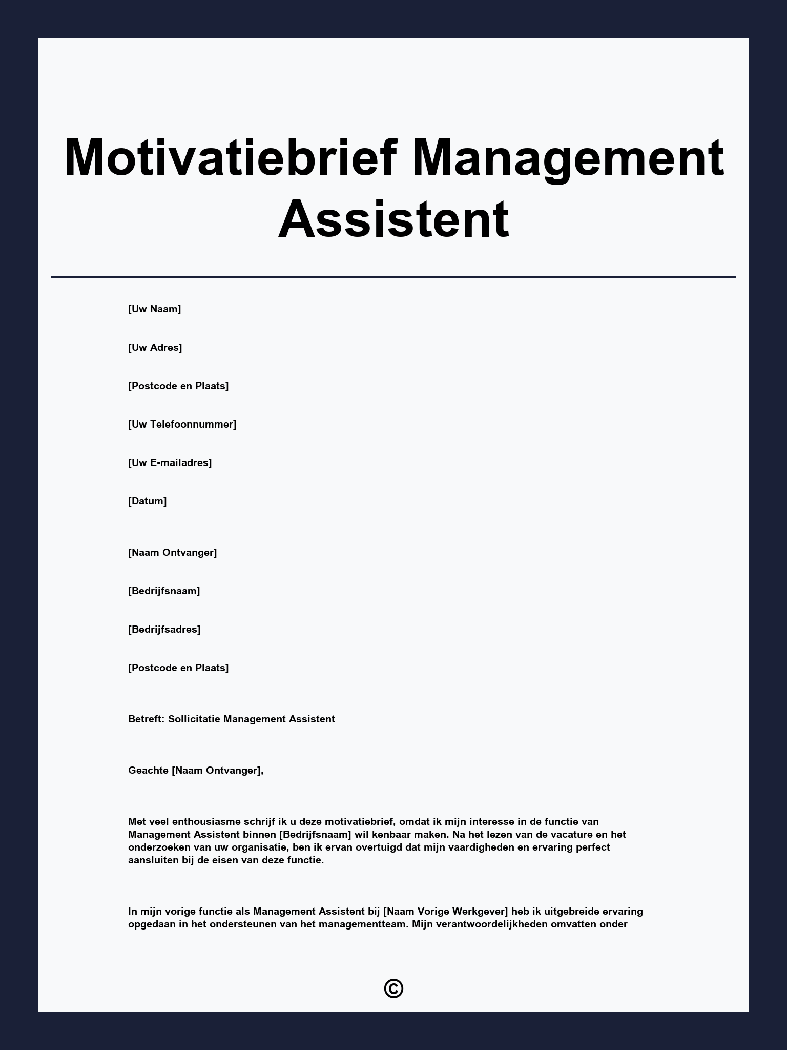 Motivatiebrief Management Assistent