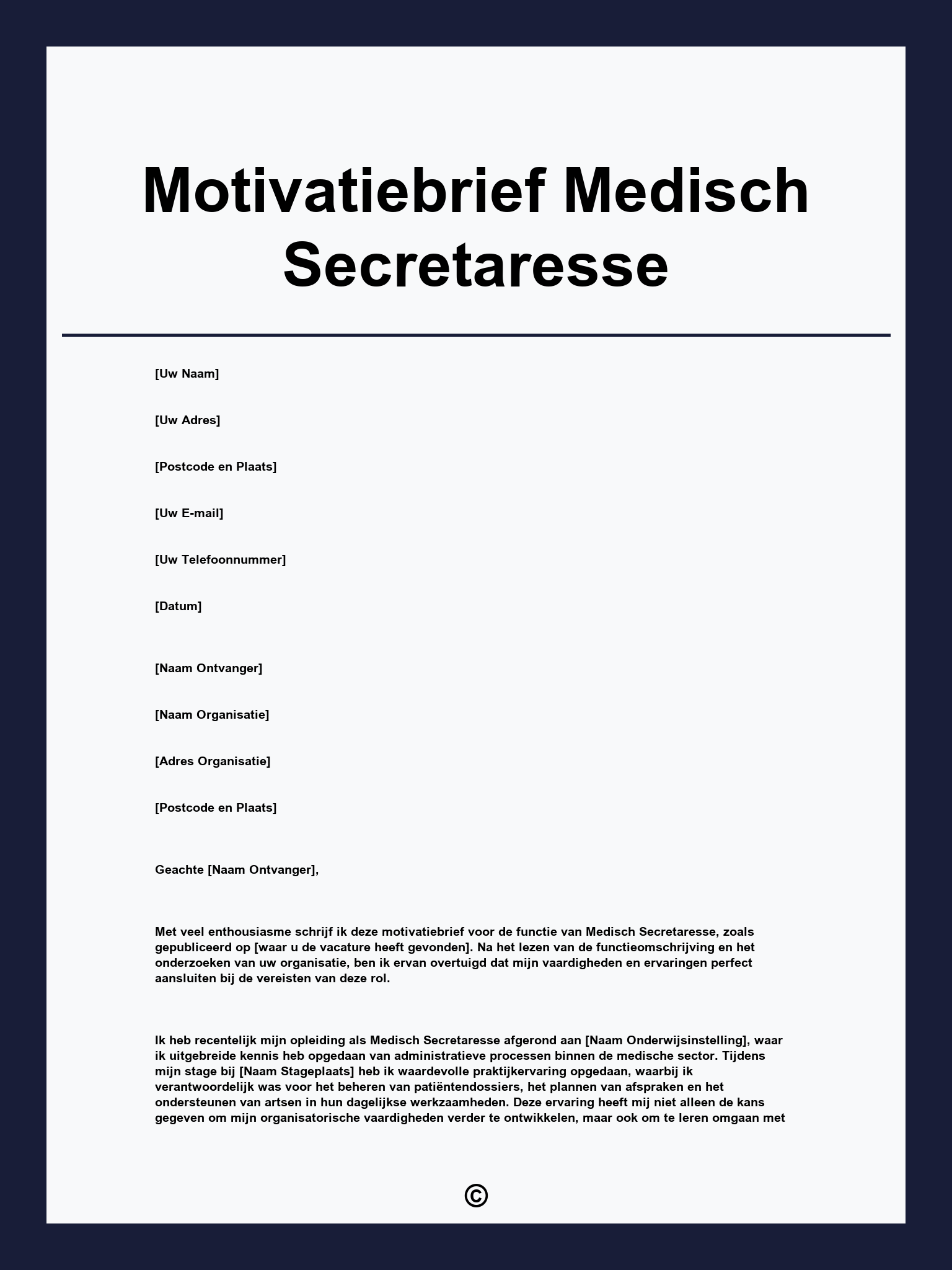 Motivatiebrief Medisch Secretaresse