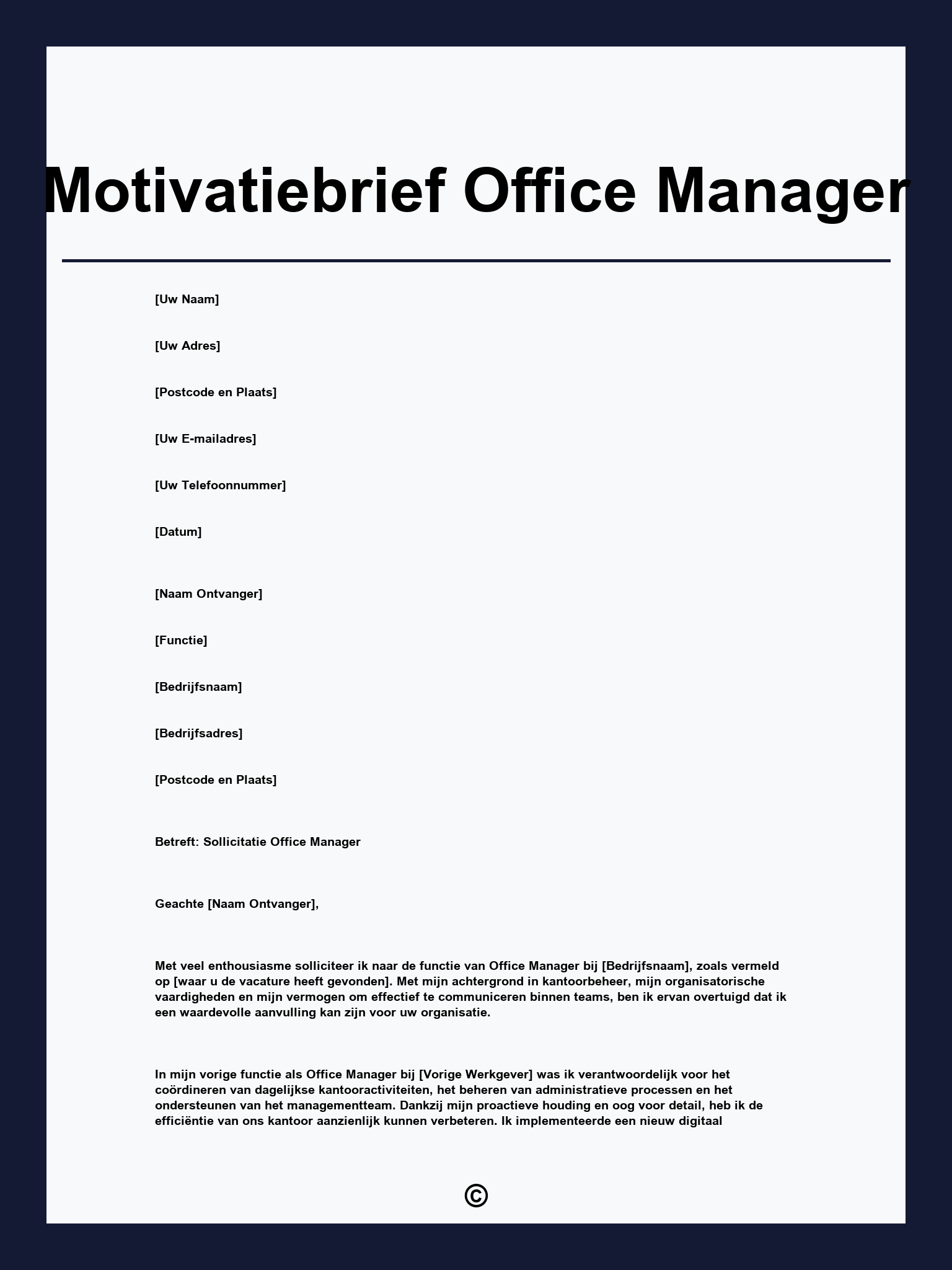 Motivatiebrief Office Manager