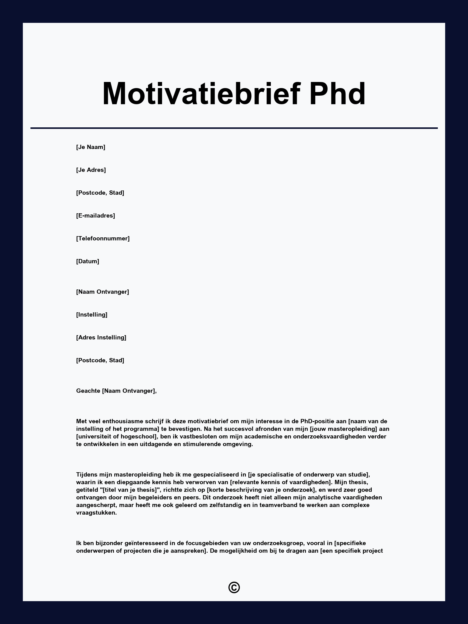 Motivatiebrief Phd