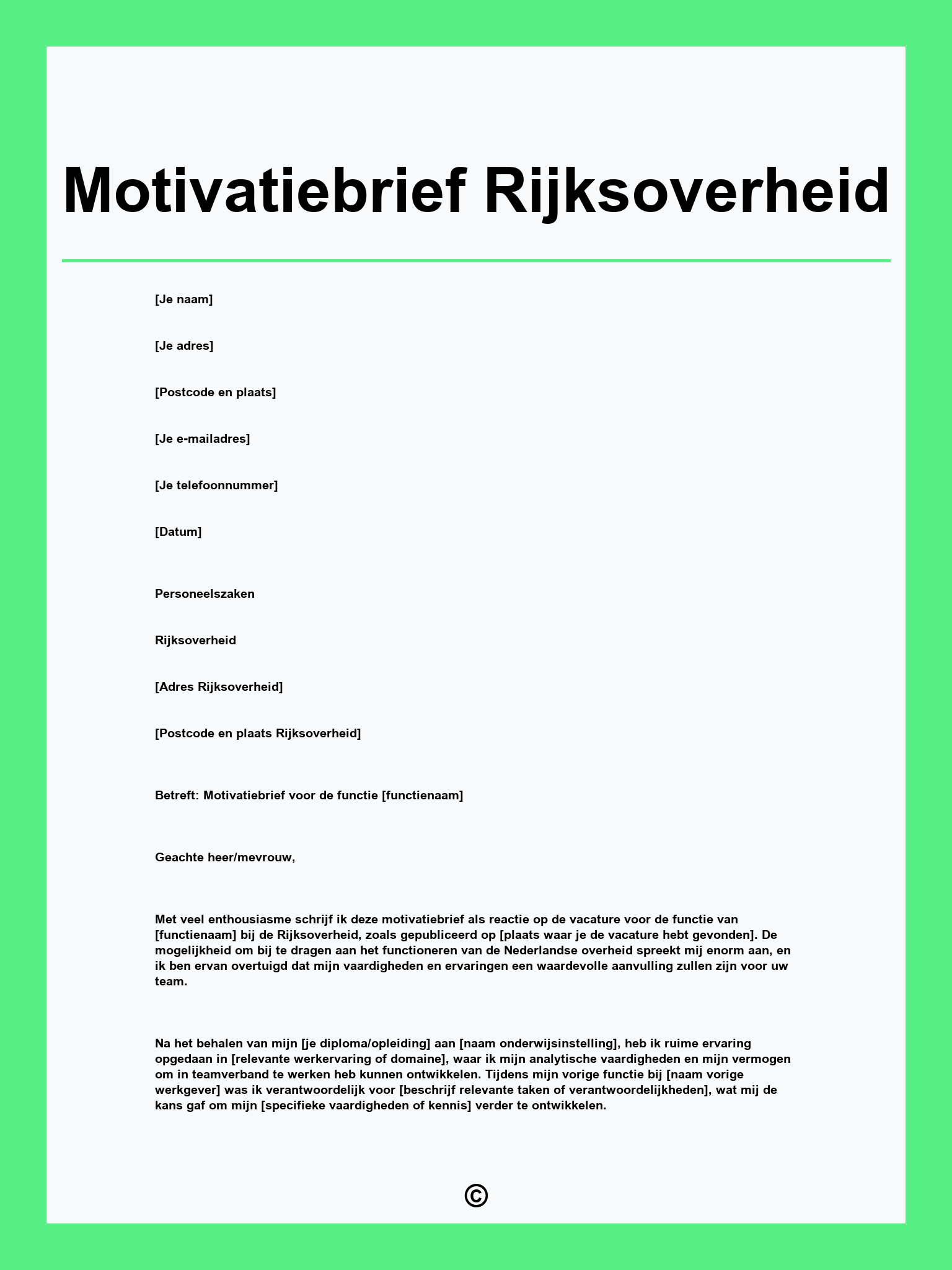 Motivatiebrief Rijksoverheid