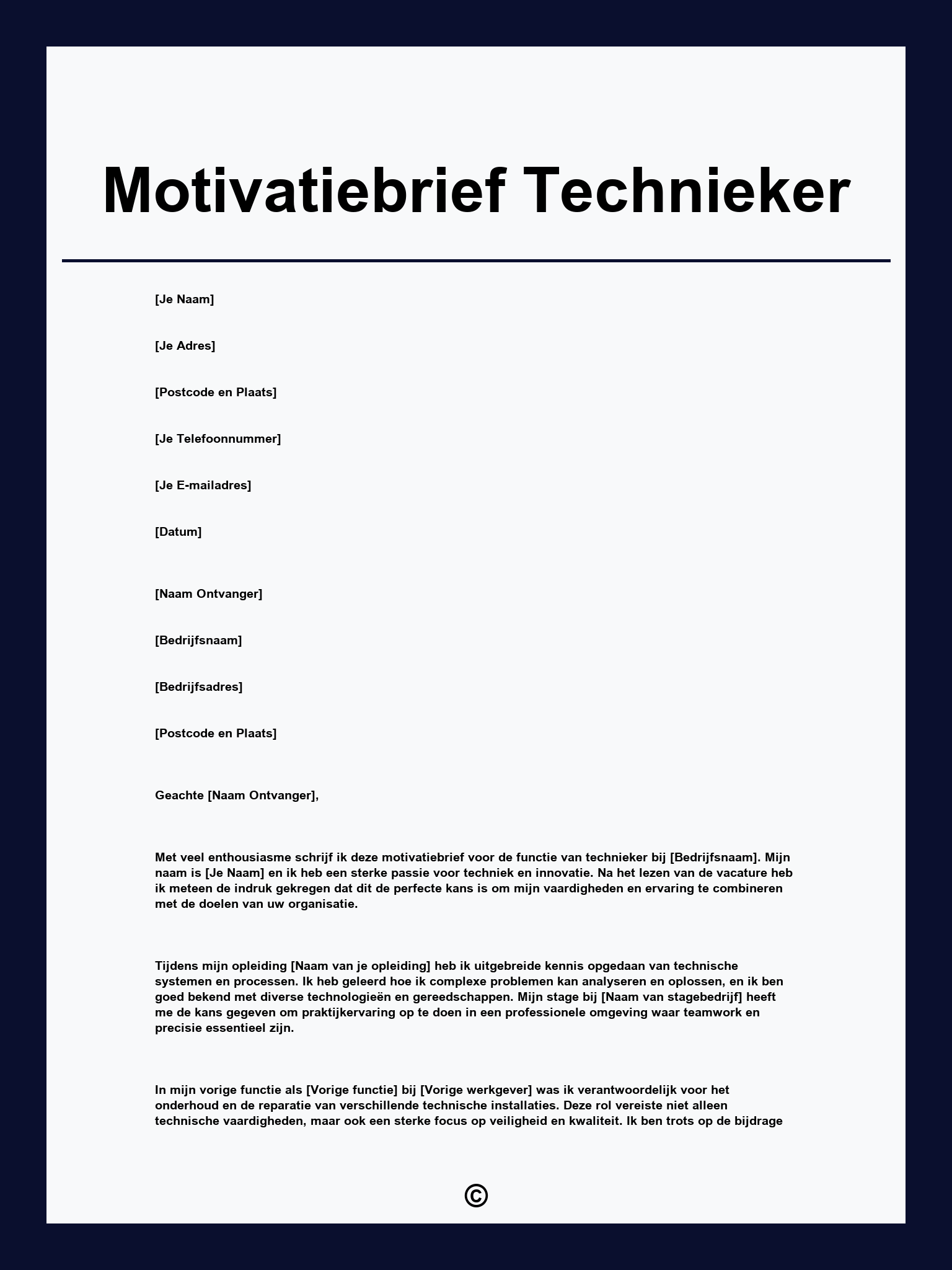 Motivatiebrief Technieker